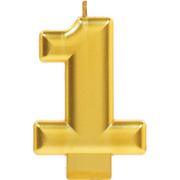 Gold Number 1 Birthday Candle